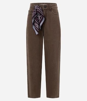 Calça Baggy em Jeans com Cintura Média e Lenço Decorative