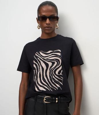 Camiseta em Algodão com Estampa Abstrata