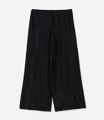 Calça Wide em Malha Canelada com Cós Elástico Curve & Plus Size