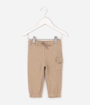 Calça Infantil em Moletom com Felpa e Bolso Lateral – Tam 0 a 18 Meses