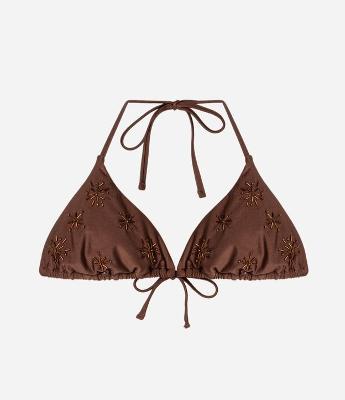 Biquini Top Cortininha com Bordado de Miçangas