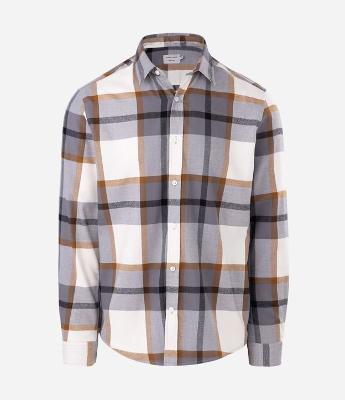 Camisa Manga Longa em Flanela com Listrado em Blocos