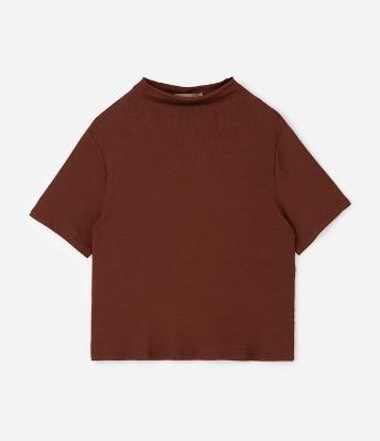 Blusa Ribana Manga Curta com Gola Alta Curve & Plus Size