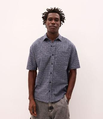 Camisa Manga Curta em Tricoline Xadrez