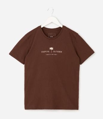 Camiseta Infantil com Lettering Tropical Outsider – Tam 5 a 14 Anos