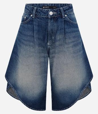 Bermuda Jeans Tulipa com Cintura Média