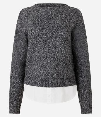 Suéter Regular em Tricô com Efeito de Camisa Embutida