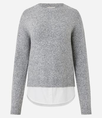 Suéter Regular em Tricô com Efeito de Camisa Embutida
