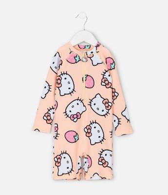 Macacão de Banho Infantil Hello Kitty com Proteção UV – Tam 6 a 4 Anos