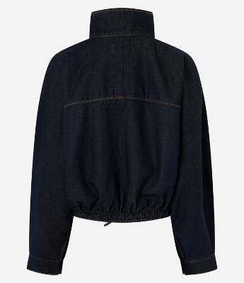 Jaqueta Bomber em Jeans com Elástico na Barra e Bolsos