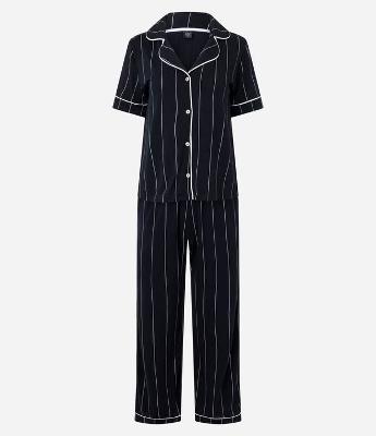 Pijama Longo Americano com Estampa de Listras