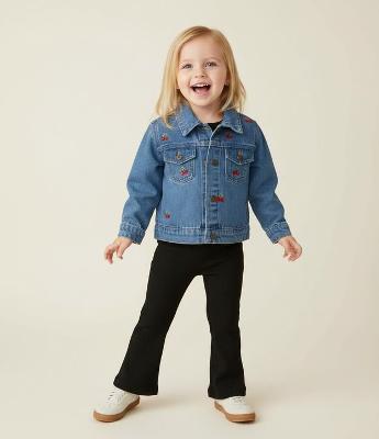 Jaqueta Infantil em Jeans com Bordados de Cereja – Tam 1 a 6 Anos