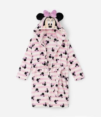 Roupão Infantil Minnie Mouse com Capuz Interativo e Faixa – Tam 3 a 8 Anos