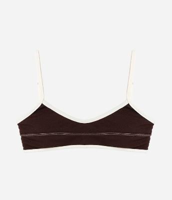 Biquíni Top Camisetinha com Viés e Costura Contrastantes
