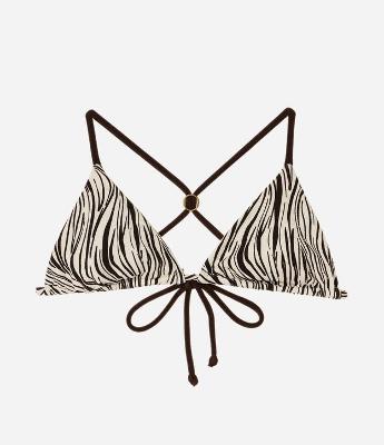 Biquíni Top Cortininha com Estampa Animal Print e Alças Cruzadas