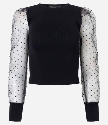 Blusa em Tricô com Manga Bufante Transparente
