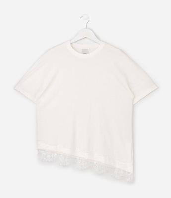 Camiseta Infantil com Barra Assimétrica e Renda – Tam 5 a 16 Anos