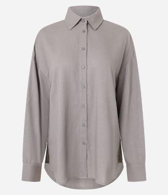 Camisa Alongada em Viscolinho com Botões
