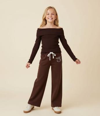 Calça Infantil Wide com Estampa Hello Kitty e Cós Duplo – Tam 5 a 16 Anos