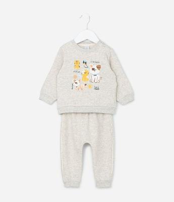 Conjunto Infantil com Estampa Animais em Moletom – Tam RN a 18 Meses