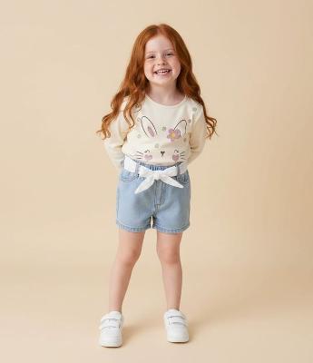 Short Infantil em Jeans com Cinto – Tam 1 a 6 Anos