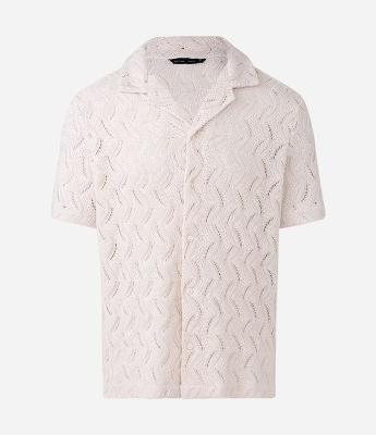 Camisa Masculina Manga Curta Renda Texturizada