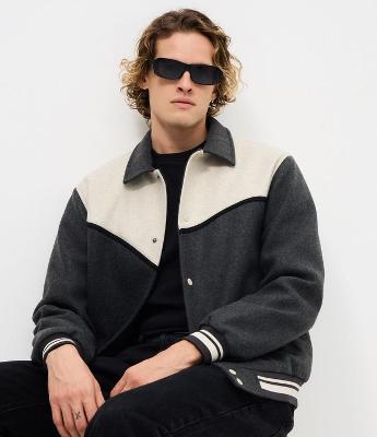 Jaqueta Polyvelour Bicolor com Gola Polo