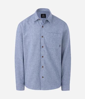 Camisa Comfort Manga Longa em Flanela com Bolso e Textura