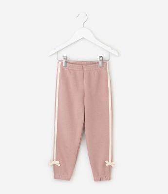 Calça Jogger Infantil com Recortes e Laços – Tam 1 a 6 Anos