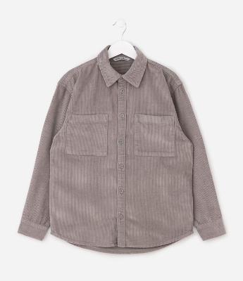 Camisa Infantil em Veludo com Bolsos Frontais – Tam 5 a 14 Anos