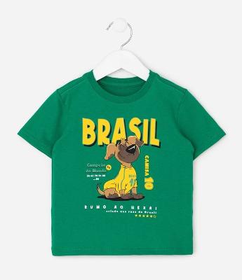 Camiseta Infantil com Estampa Cachorro Caramelo Brasil – Tam 1 a 6 Anos