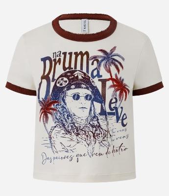 Camiseta Baby Tee em Algodão com Estampa Alceu Valença