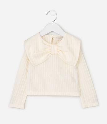 Blusa Slim Infantil com Laço Frontal Aplicado – Tam 1 a 6 Anos