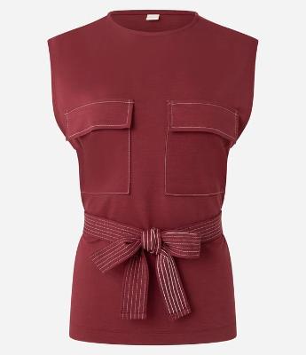 Blusa em Piquet com Bolsos e Amarração na Cintura
