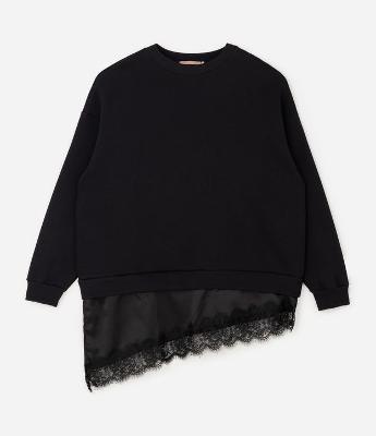 Casaco Oversized com Renda na Barra Curve & Plus Size
