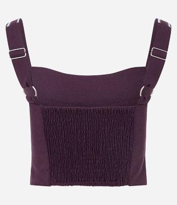Blusa Cropped Regata em Viscose com Decote Coração e Abertura Frontal