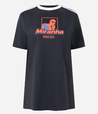 Camiseta em Algodão com Estampa Homem Aranha e Lettering Miranha