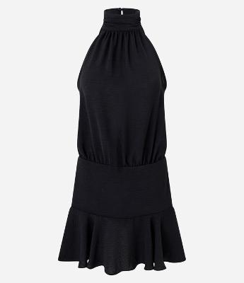 Vestido Curto com Gola Halter Neck