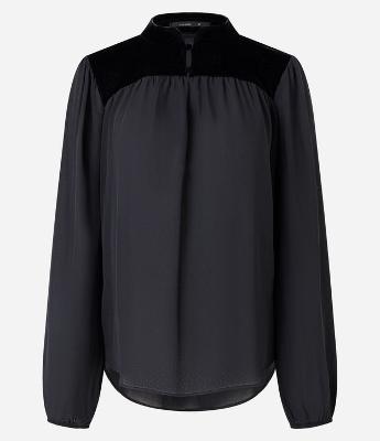 Blusa com Recorte Superior em Veludo