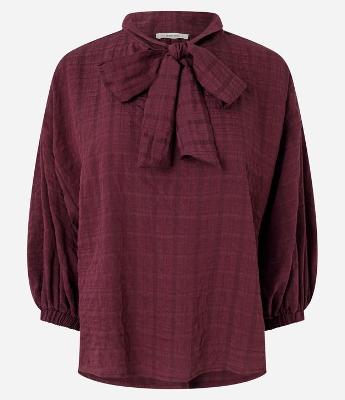 Blusa com Gola Laço e Mangas Bufantes