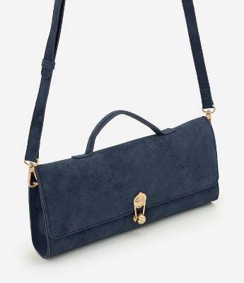 Bolsa Transversal Média em Suede com Alça Longa Removível