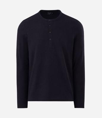 Camiseta Henley Manga Longa Texturizada