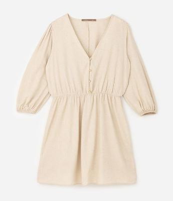 Vestido Curto em Viscolinho com Botões Curve & Plus Size