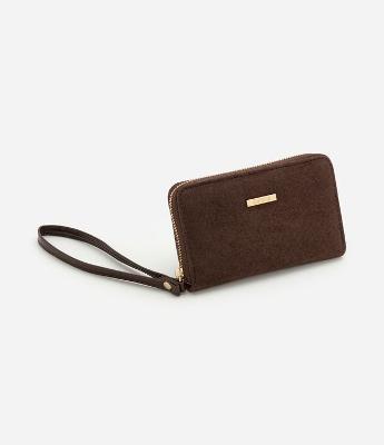 Carteira Pequena em Suede com Alça de Mão