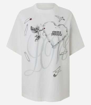 Camiseta Boxy em Algodão com Estampa de Corações e Lettering