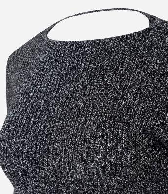 Blusa em Tricô Metalizado com Abertura nas Costas