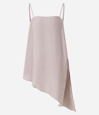 Blusa de Alcinha em Chiffon com Barra Assimétrica