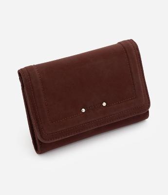 Carteira Envelope Média em Suede com Tampa