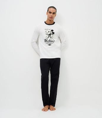 Pijama Longo Mickey Coffee Club em Algodão