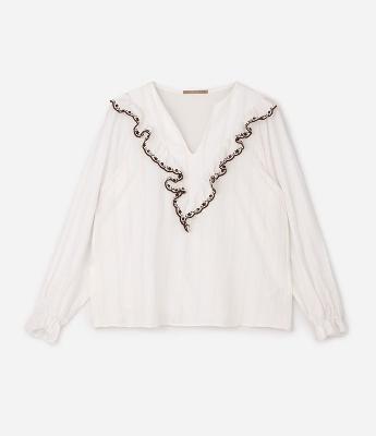 Blusa Bata Listrada com Brilho Curve & Plus Size